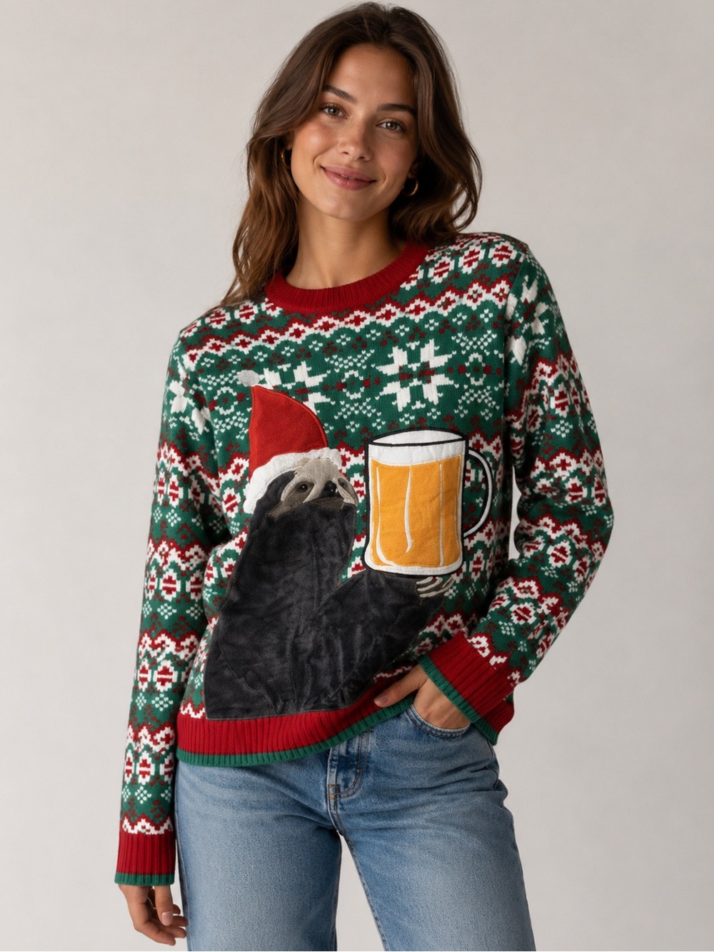 Blizzard Bay • Holiday “Ugly Sweater” Sloth Beer Funny Sweater